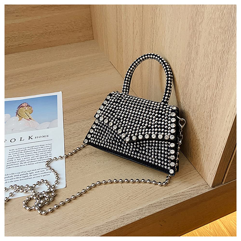 Sparkling Rhinestone Evening Purse for Women - Elegant Crossbody & Top Handle Glitter Handbag for Party, Club, Wedding & Special Occasions | Crystal Embellished Clutch Bag with Chain Strap