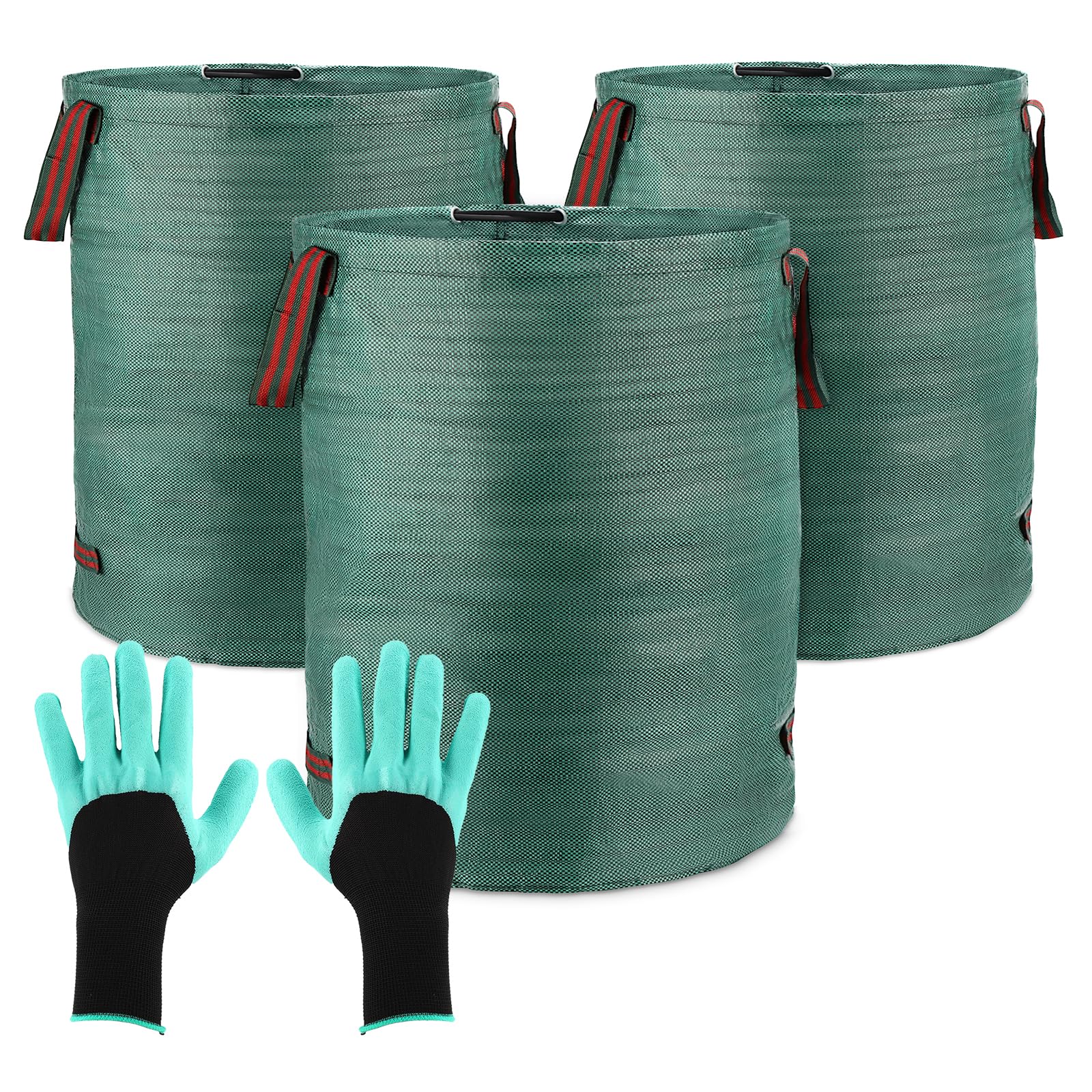 **abcGoodefg Heavy Duty 72 Gallon Lawn and Leaf Bags - 3 Pack, Reusable Yard Waste Bags with Handles, Garden Bags with Free Gardening Gloves - Perfect for Yard Cleanup, Camping, and Recycling Leaves**