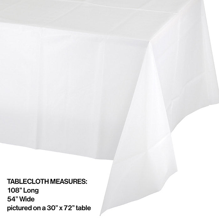 12-Pack Bulk White Plastic Table Covers - Disposable & Value-Friendly - Perfect for Parties, Picnics, and Events