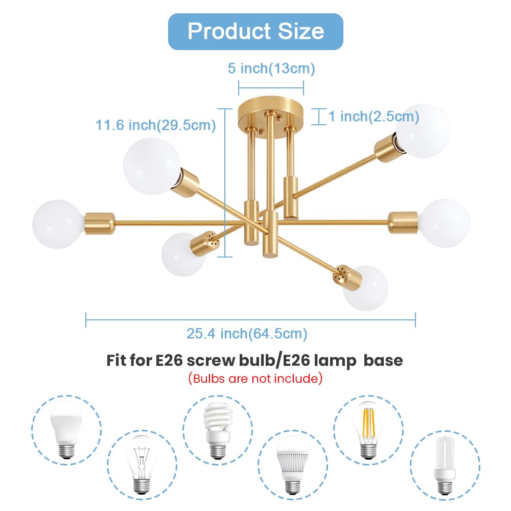 Biewalk 6-Light Modern Sputnik Chandelier - 31.18