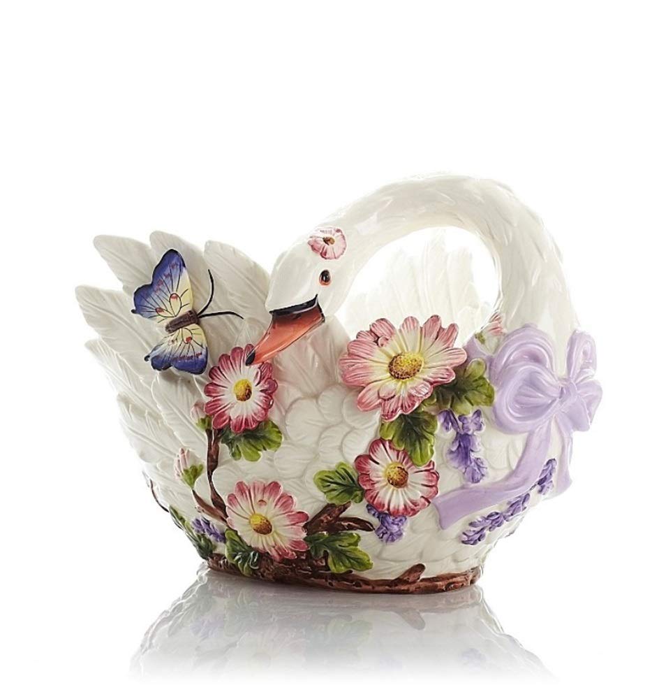 Elegant Swan-Shaped Ceramic Fruit Bowl - Large European Style Serving Tray for Fruits, Candy & Desserts | Perfect for Dining Table Centerpiece, Party Platters & Home Decor