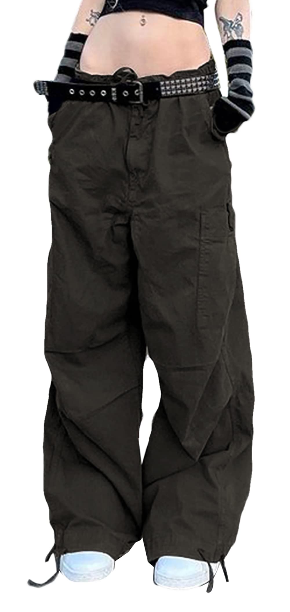 FEOYA Women's Baggy Cargo Pants - Elastic Drawstring Waist, Loose Wide Leg Joggers for Casual Streetwear & Lounge | Perfect for Workout, Travel & Everyday Comfort