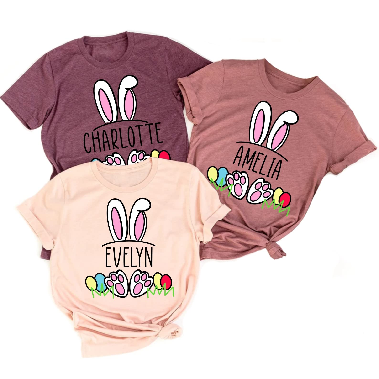 Custom Bunny Rabbit Easter T-Shirts for Kids - Personalized Baby & Toddler Graphic Tees with Pastel Easter Egg Designs - Cute Casual Tops for Boys & Girls - Perfect for Easter Celebrations, Church Events & Spring Family Photos