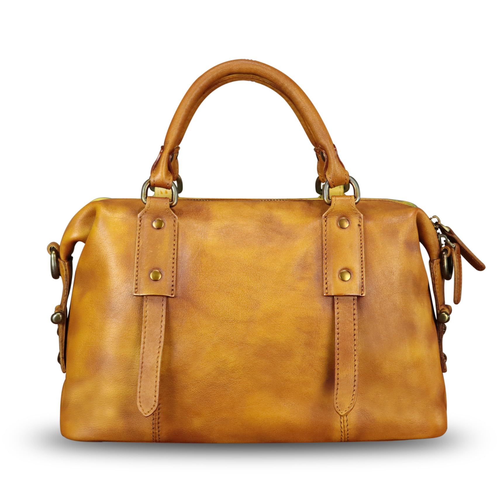 Handmade Genuine Leather Satchel for Women - Hand Painted Top Handle Crossbody Tote Bag - Perfect for Work, Travel & Everyday Use