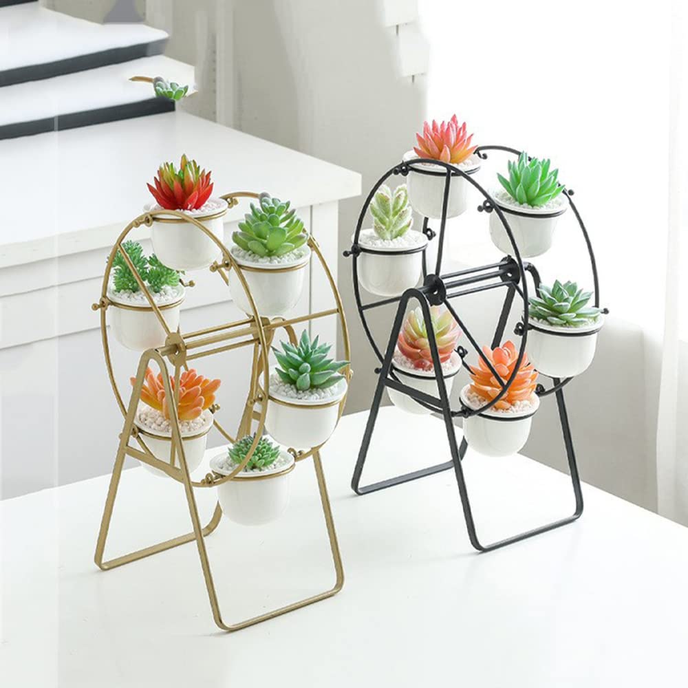 Stylish Metal Desktop Plant Stand for Succulents & Cacti - Mini Tabletop Holder for Herbs & Small Plants - Creative Home & Office Decoration (H34xL24xW14cm) - Perfect for Desks, Shelves & Windowsills