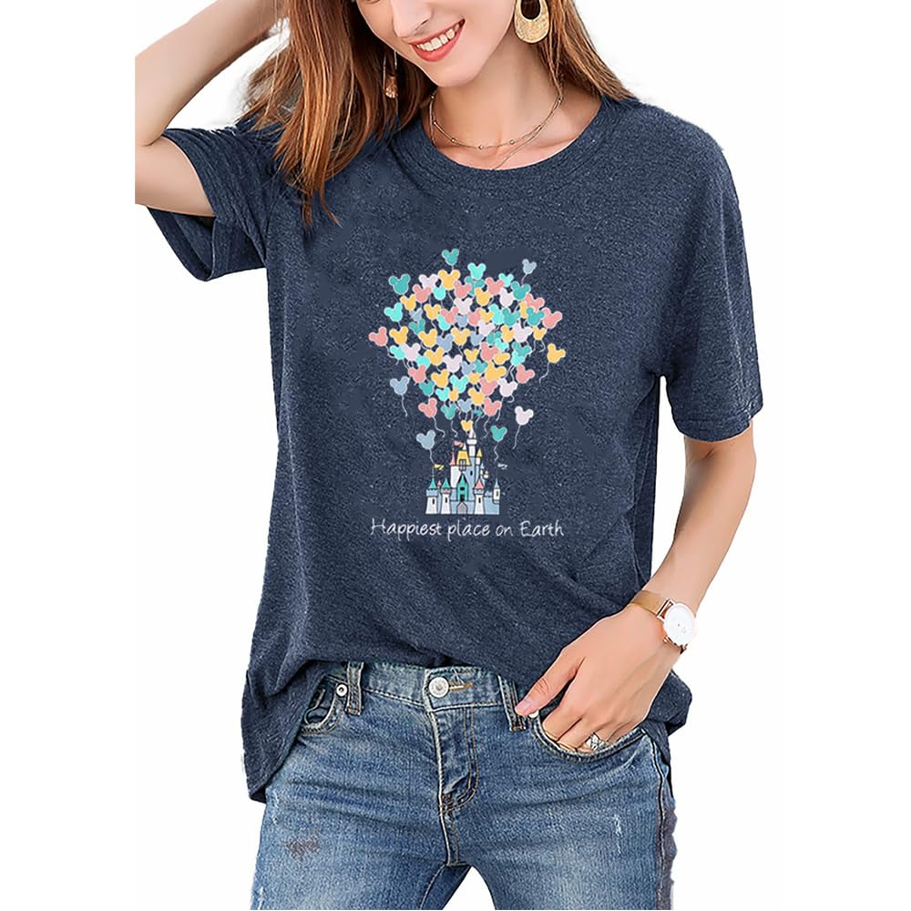 Women's Magic Kingdom Shirts - Believe in The Magic Graphic Tees for Disney Family Vacations & 2024 Trips | Magical Castle Themed Tops for Theme Park Outfits & Disneybounding