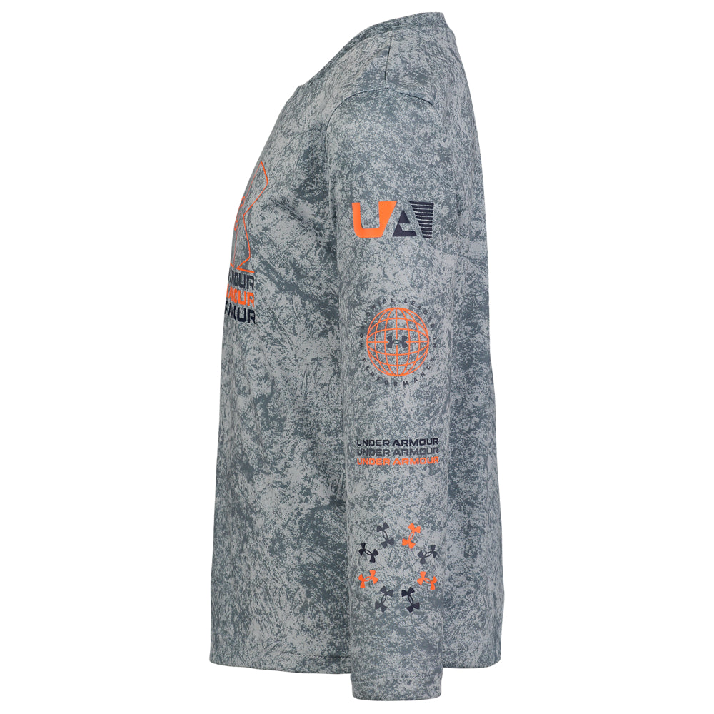 Under Armour Boys' Printed Long Sleeve Shirt - Moisture Wicking Toddler T-Shirt for Active Play & Outdoor Adventures