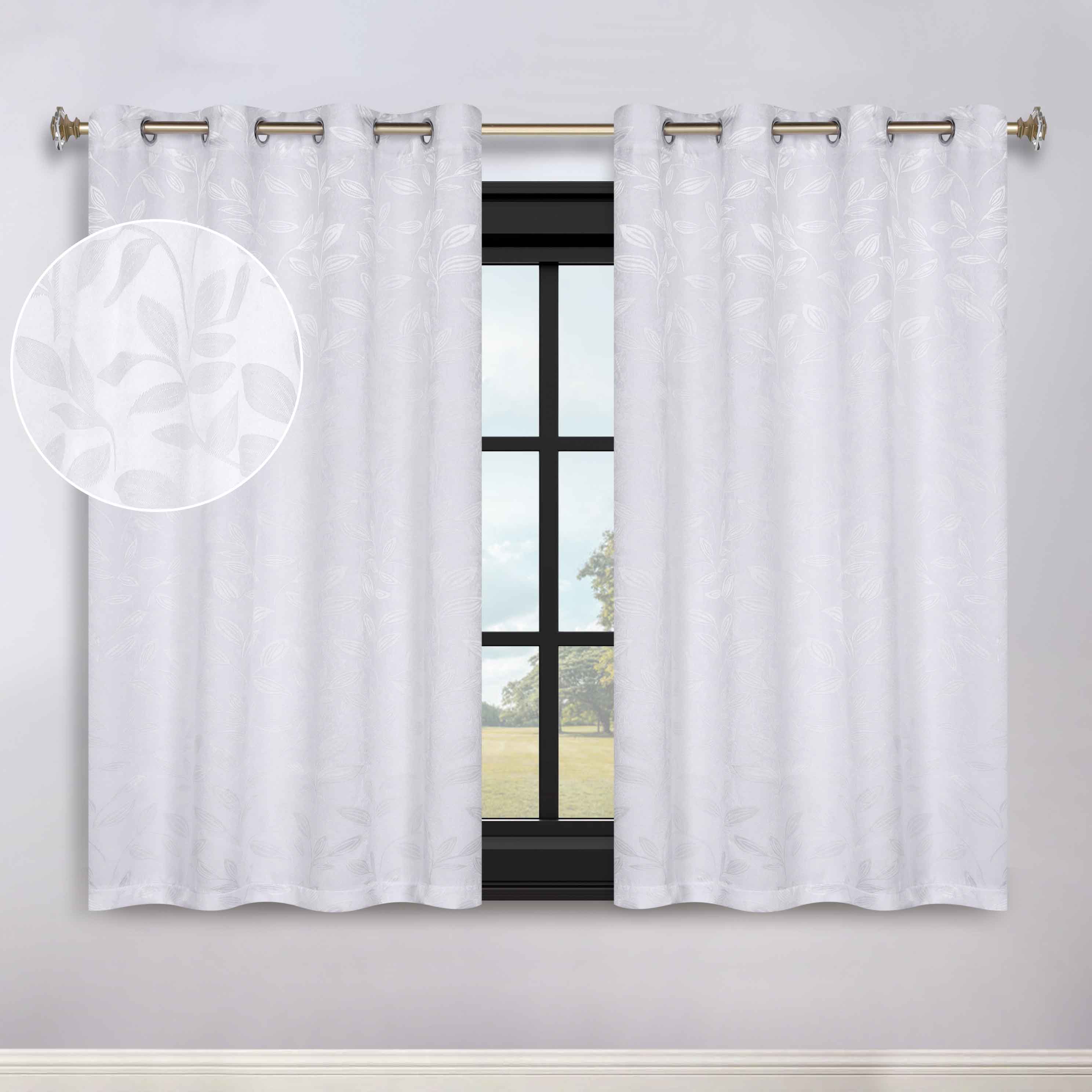 Leaves Grommet Blackout Curtains Set of 2 - Thermal Insulated Room Darkening Drapes for Bedroom & Living Room - Noise Reducing Window Treatment for Home Decor