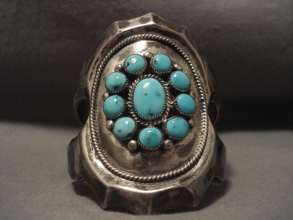 91 Gram Vintage Navajo Easter Blue Turquoise Native American Silver Bracelet – Authentic Handmade Jewelry for Women, Boho Fashion & Special Occasions