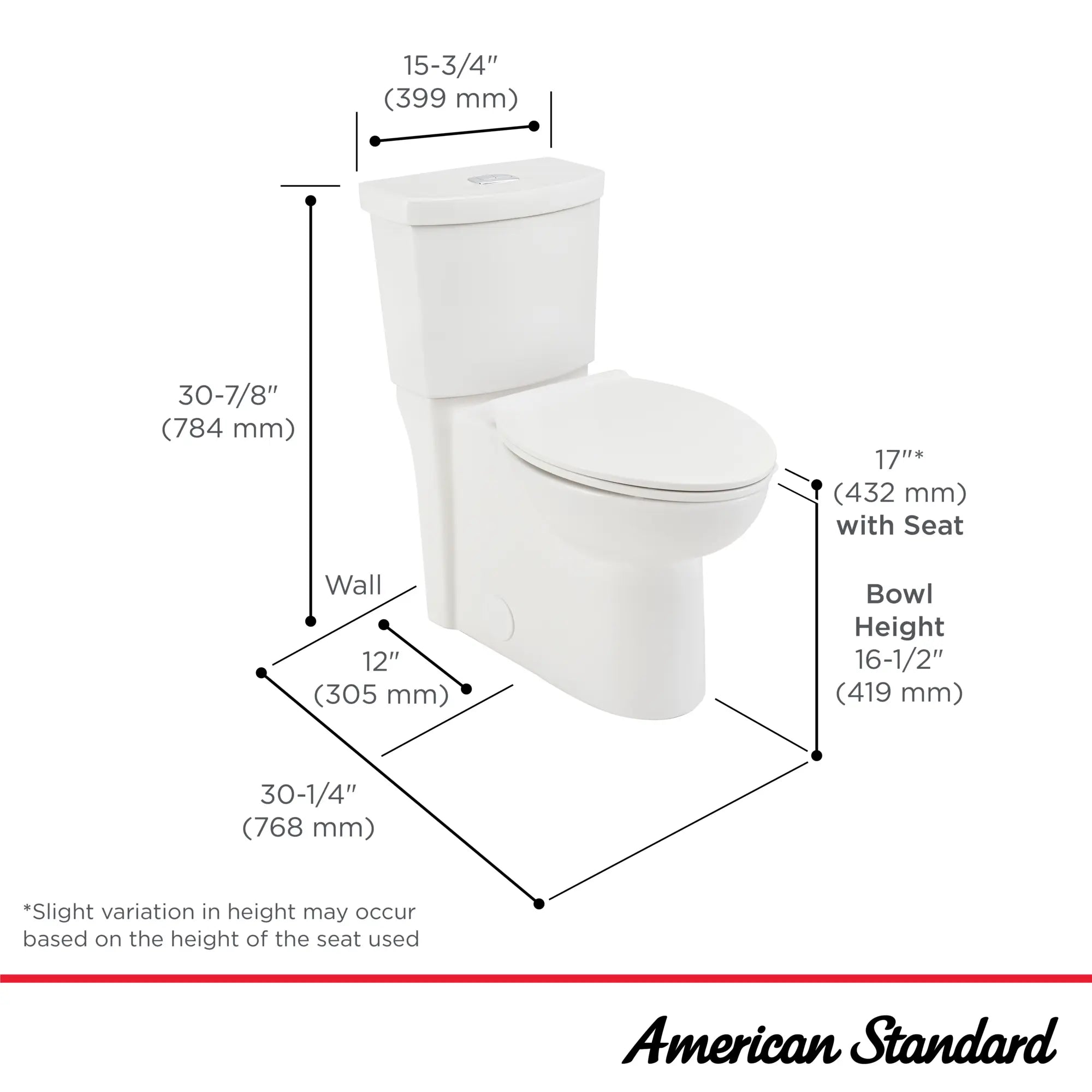 1.1 GPF/4.1 LPF & 1.6 GPF/6.0 LPF Dual Flush Elongated Toilet - Chair Height, 12
