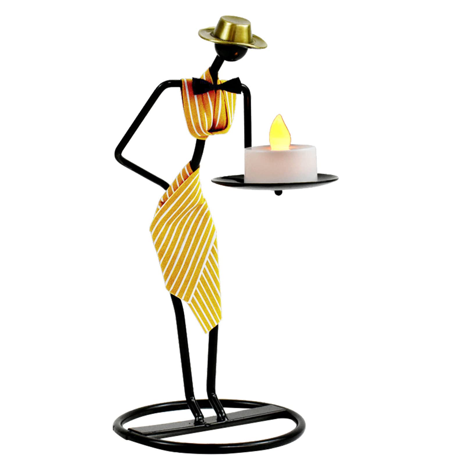 Vintage Metal Candlestick Holder - Retro Home Decor for Dining Table, Modeling Party & Living Room - Creative Human-Shaped Design in Yellow - Perfect for Wedding, Birthday & Holiday Decorations
