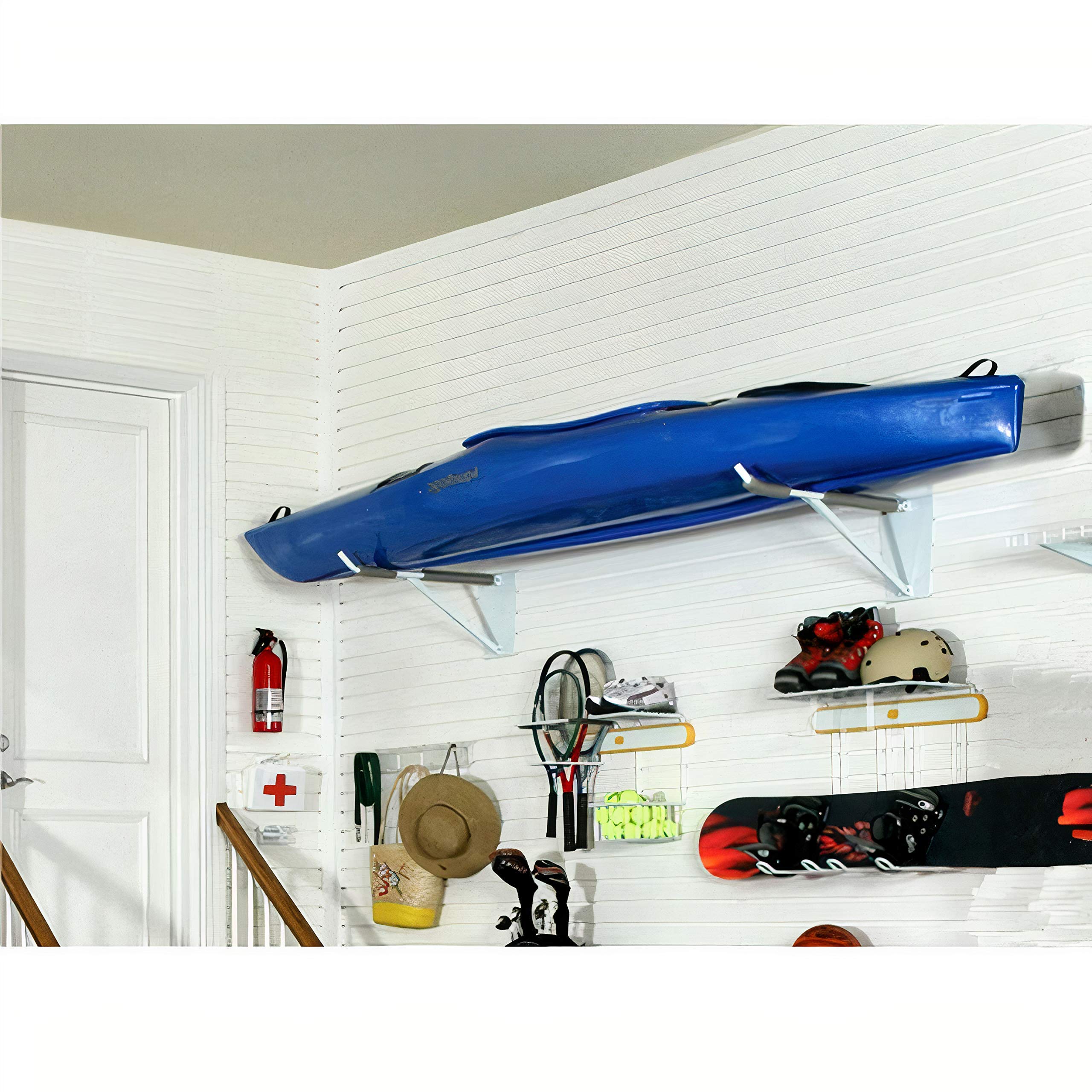 Heavy Duty Wall Mount Storage Brackets for Canoe, Kayak, Paddle Board, Surfboard, Snowboard - GarageTek Jumbo Hang-All Hooks (2 Pack) | Perfect for Garage, Basement & Outdoor Gear Organization