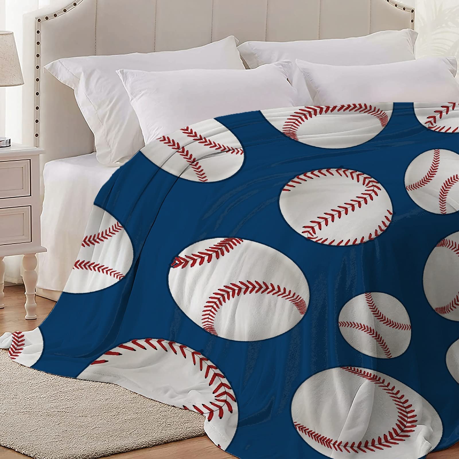 Soft Flannel Fleece Velvet Plush Baseball Sports Throw Blanket - 40