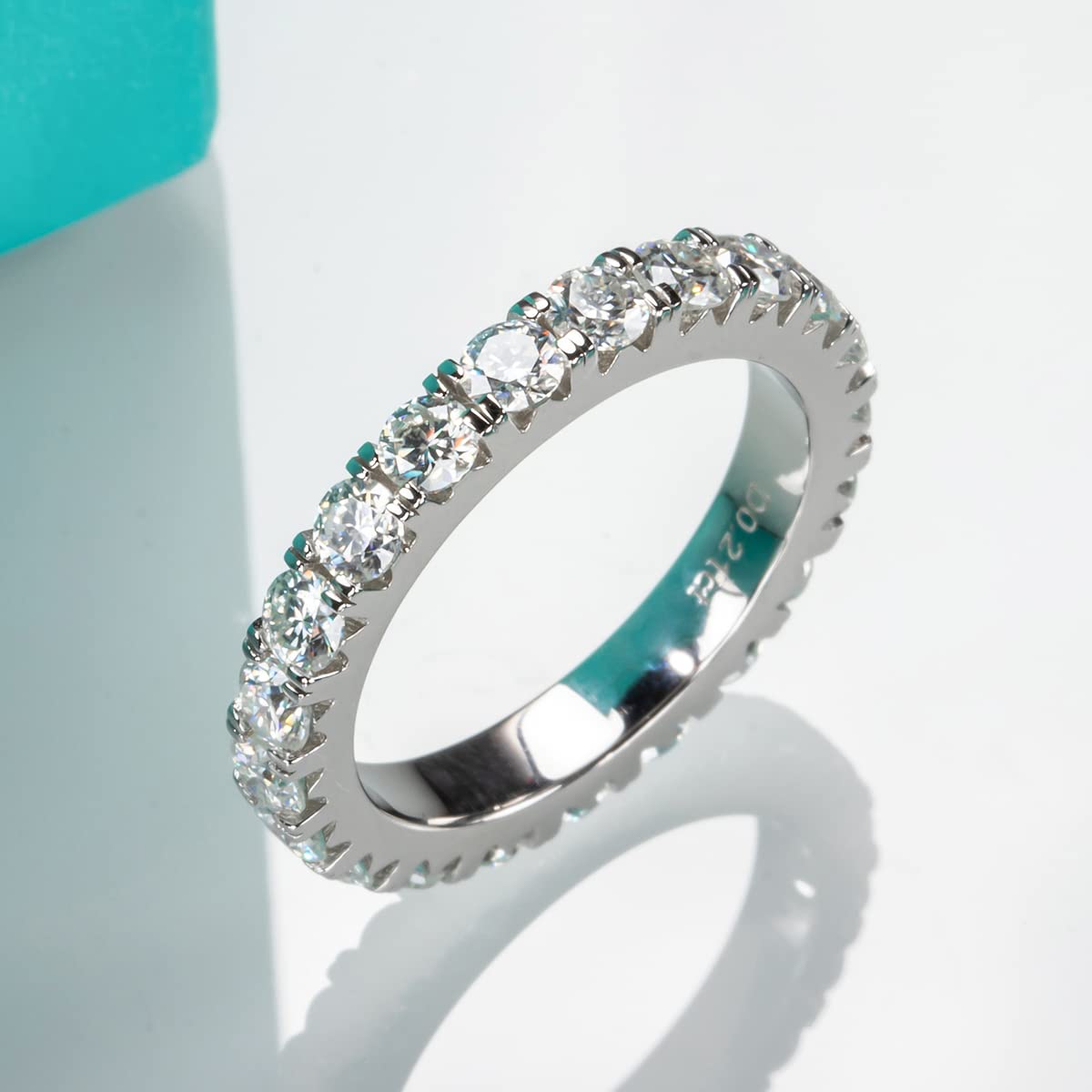 AnuClub D Color Moissanite Eternity Wedding Band Ring for Women - 925 Sterling Silver Engagement Ring with Certificate | Perfect for Anniversaries, Proposals & Bridal Jewelry