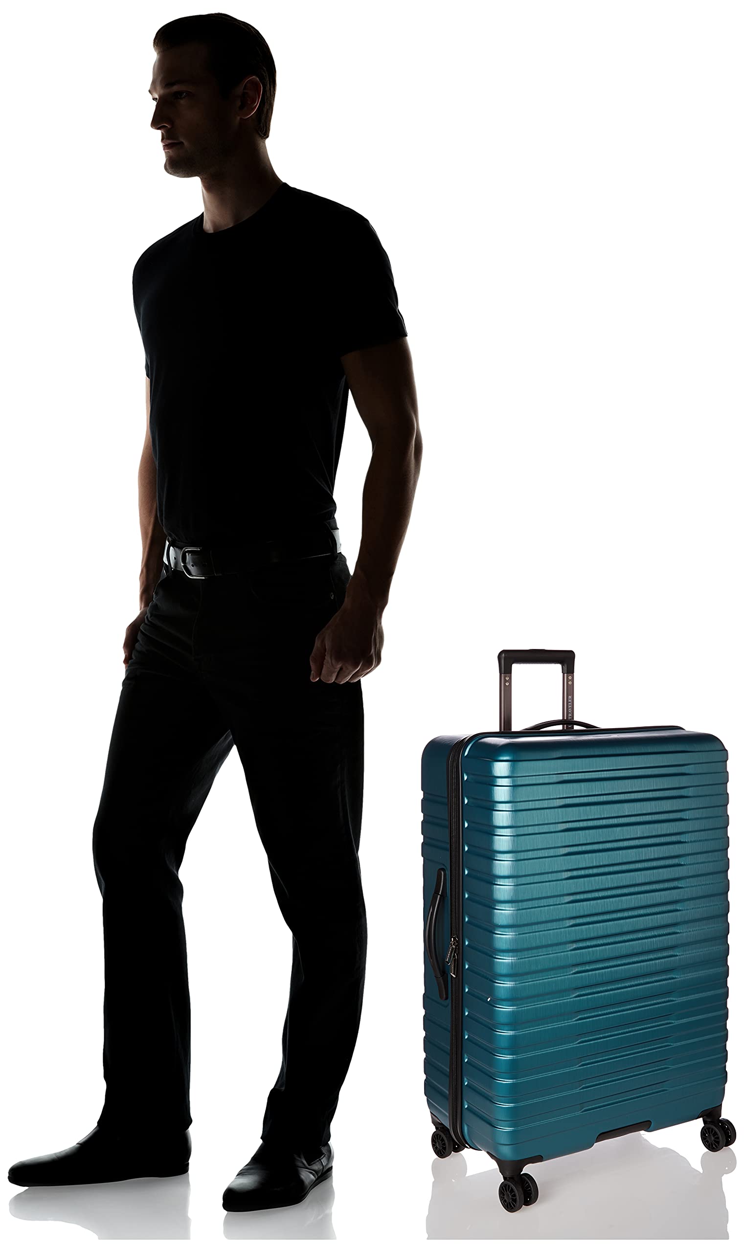 U.S. Traveler Boren 30-Inch Polycarbonate Hardside Spinner Luggage - Teal Checked Suitcase with 8 Wheels & Aluminum Handle | Durable Travel Suitcase for International Flights, Business Trips & Family Vacations