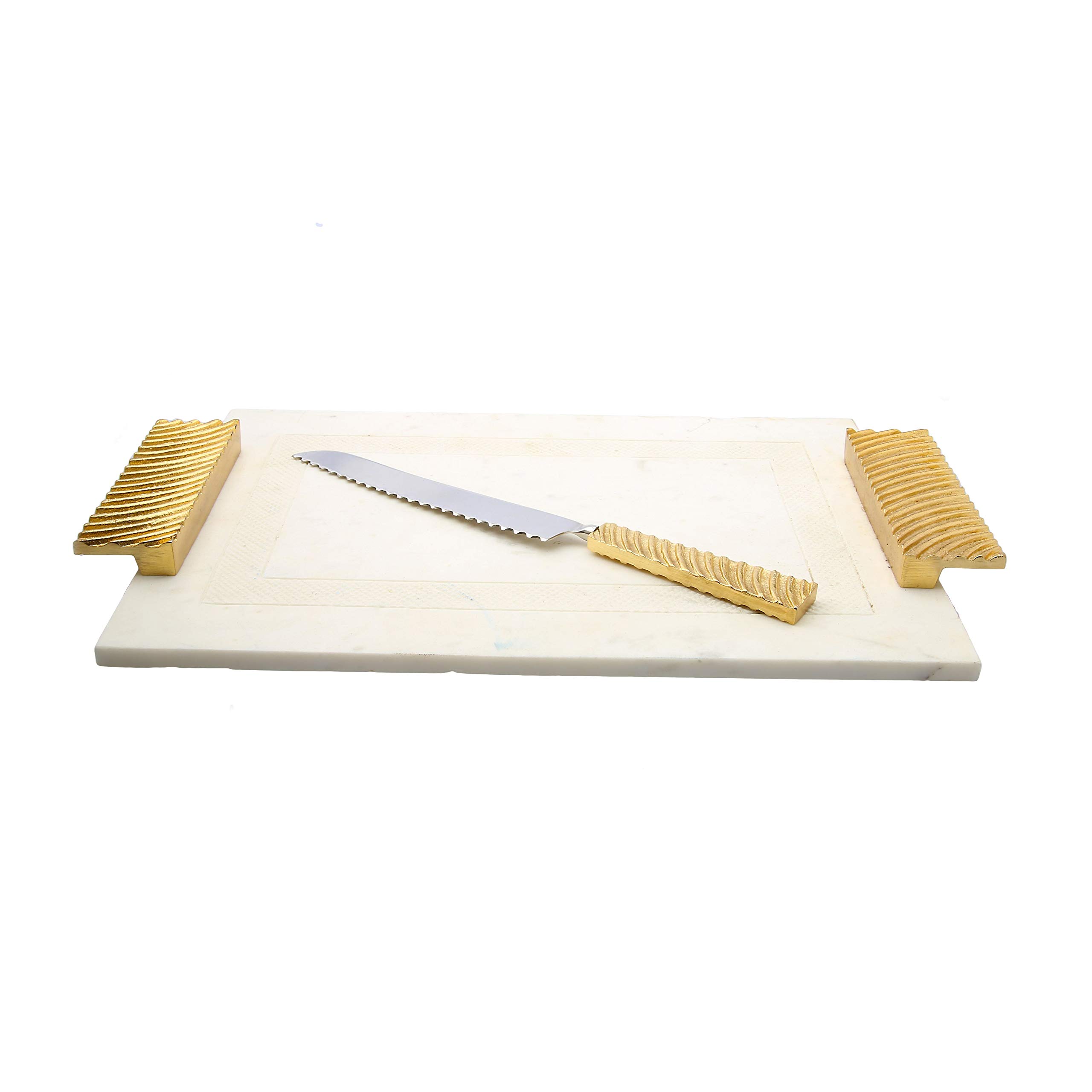 White Marble Challah Tray - Elegant Serving for Shabbat & Holidays
