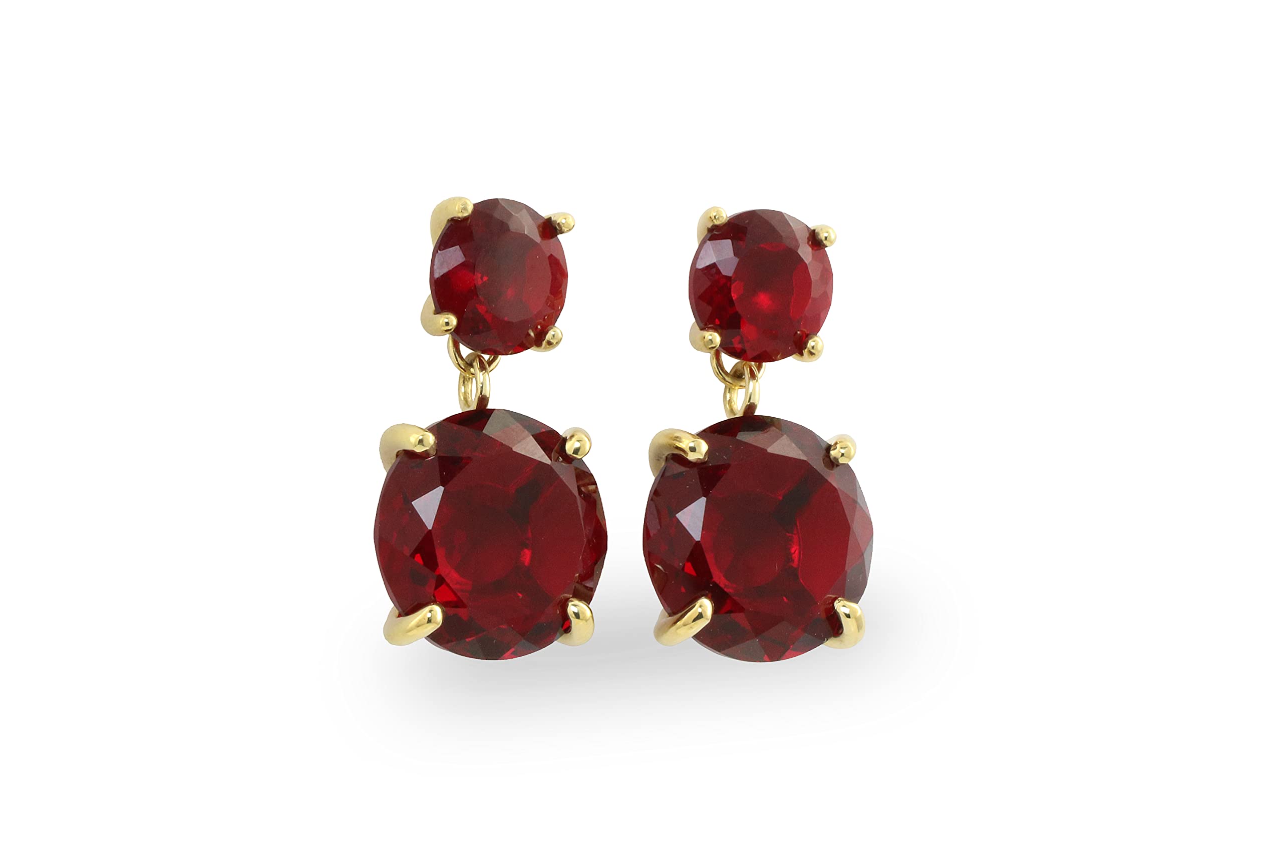 Vibrant Stud Dangle Garnet Earrings - Rose Gold January Birthstone Jewelry for Women | Fine Bridal Earrings & Gift for Her | Customizable Material | Perfect for Weddings, Anniversaries & Special Occasions