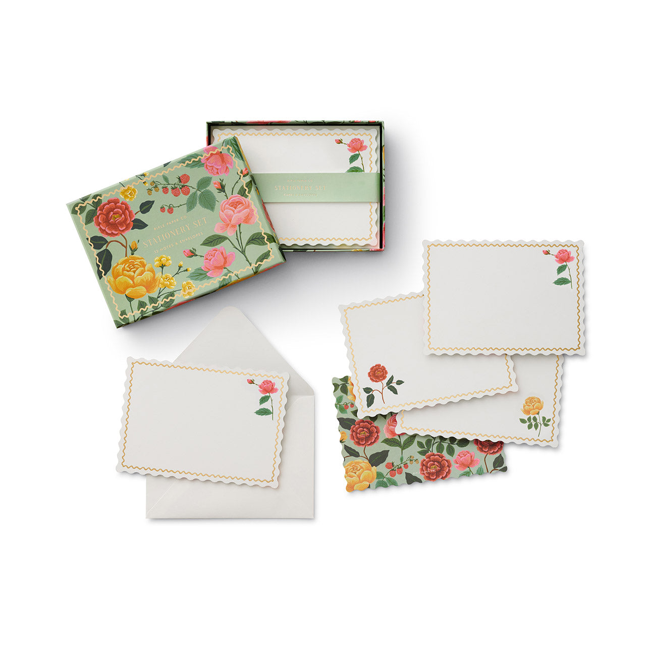 Elegant Rose Floral Stationery Set - 50 PCS Letter Writing Paper & Envelopes for Thank You Cards, Wedding Invitations, and Special Occasions