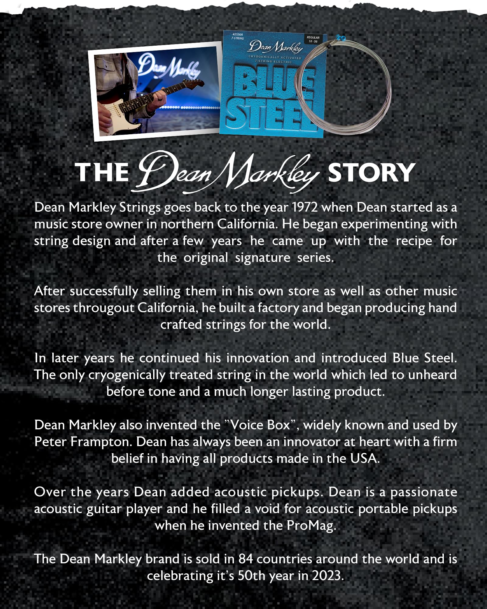 DEAN MARKLEY 2556A Blue Steel Electric Guitar Strings - 7-Piece Set | Cryogenically Treated for Extended Durability, Enhanced Performance & Superior Tone | Made in USA (10-56 Gauges) | Perfect for Rock, Blues & Metal Performances
