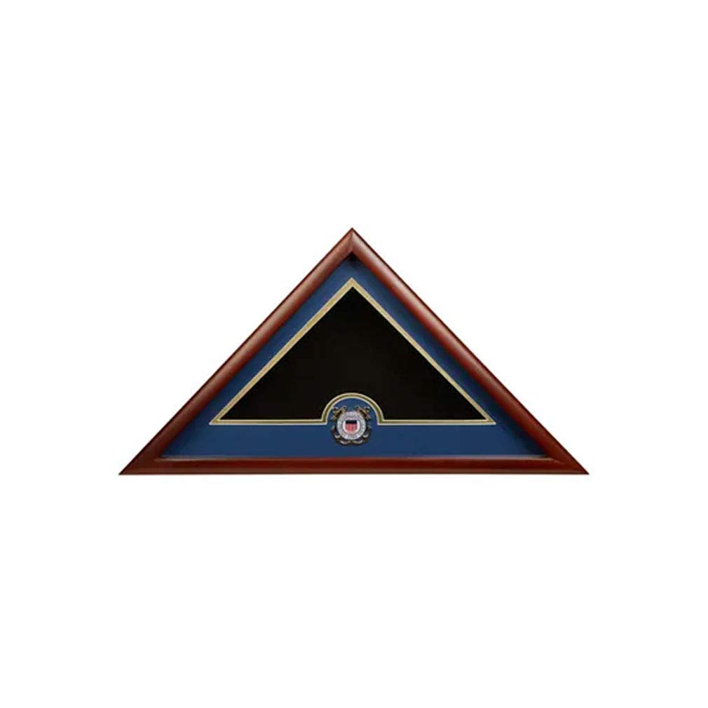 Flags Connections US Flag Display Case with Coast Guard Medallion - Premium Wooden Flag Shadow Box for Military Veterans, Patriotic Home Decor & Memorial Displays