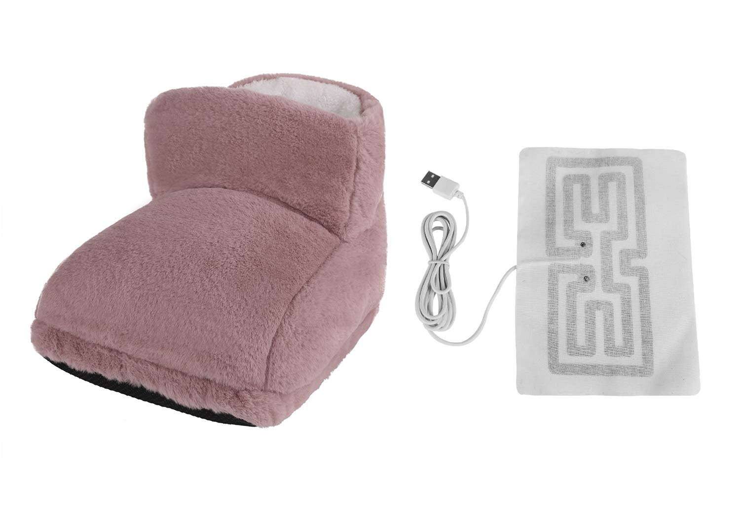 Rechargeable USB Electric Foot Warmer Boots - Fast Heating Plush Foot Muff with Large Pocket for Winter, Home & Office Use - Dark Pink Heated Slippers for Cold Weather, Heat Therapy & Cozy Comfort (Perfect for Work, Travel & Relaxation)