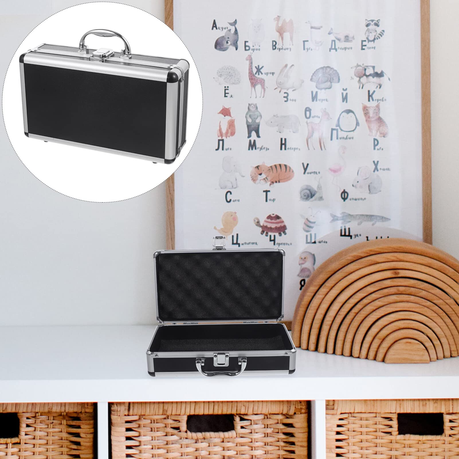 GANAZONO Aluminum Alloy Toolbox - Heavy Duty Portable Tool Storage Case with Handle, Organizer for Home, Workshop & Outdoor Travel - Perfect for Tools, Equipment & DIY Projects (Black)