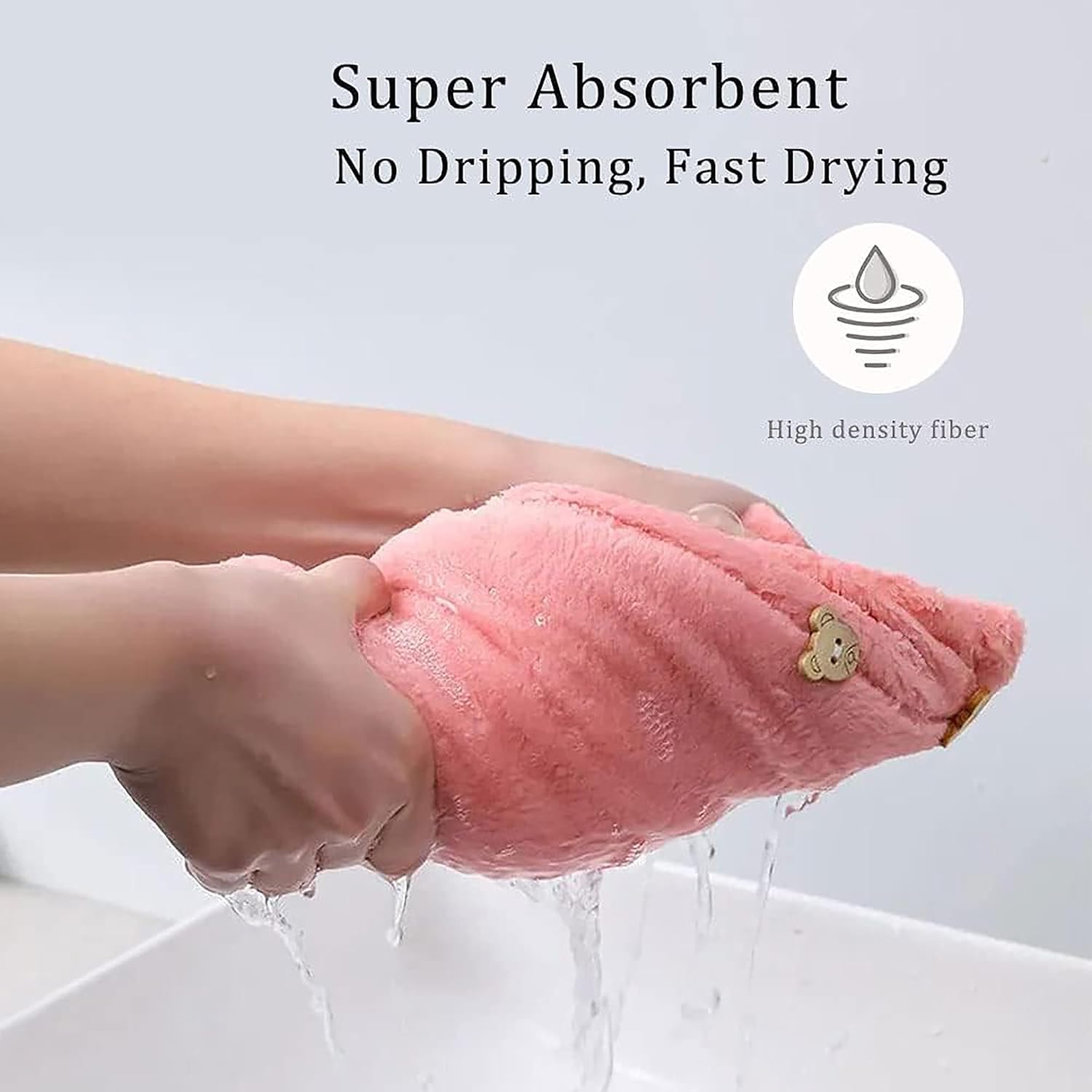 VEEMU FABWORLD™ Premium 450 GSM Microfiber Hair Drying Towel - Ultra Absorbent Quick Dry Turbans for Women & Kids (Set of 2, Pink) - Perfect for Shower, Spa, Swimming & Post-Workout Hair Care