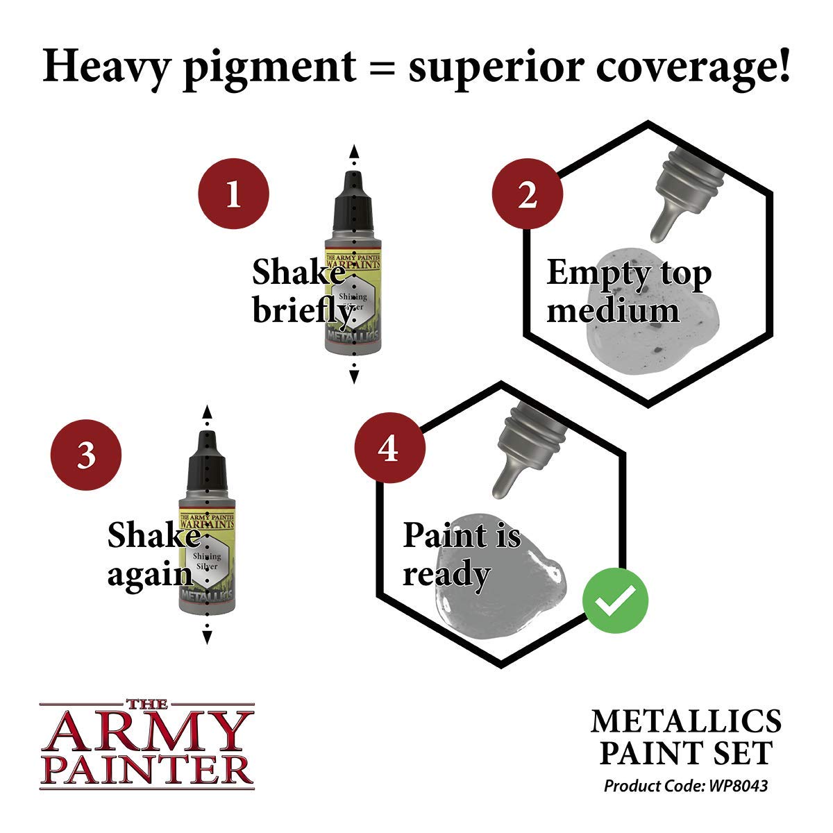 The Army Painter Metallic Paint Set - 8 Vibrant Metallic Acrylic Paints (18ml Dropper Bottles) for Miniature Painting, Warhammer, D&D Models & Tabletop Gaming - Includes Shining Gold Paint for Fantasy & Sci-Fi Miniatures
