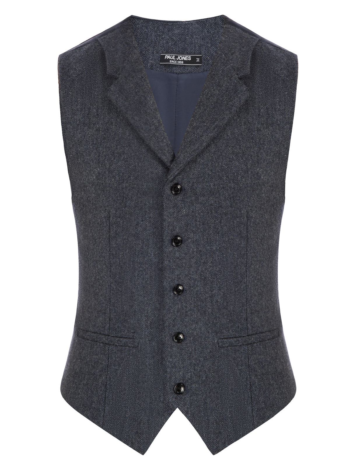 Men's Slim Fit Herringbone Tweed Wool Blend Waistcoat Vest - Western Style Formal Suit Vest for Weddings, Parties & Business Events