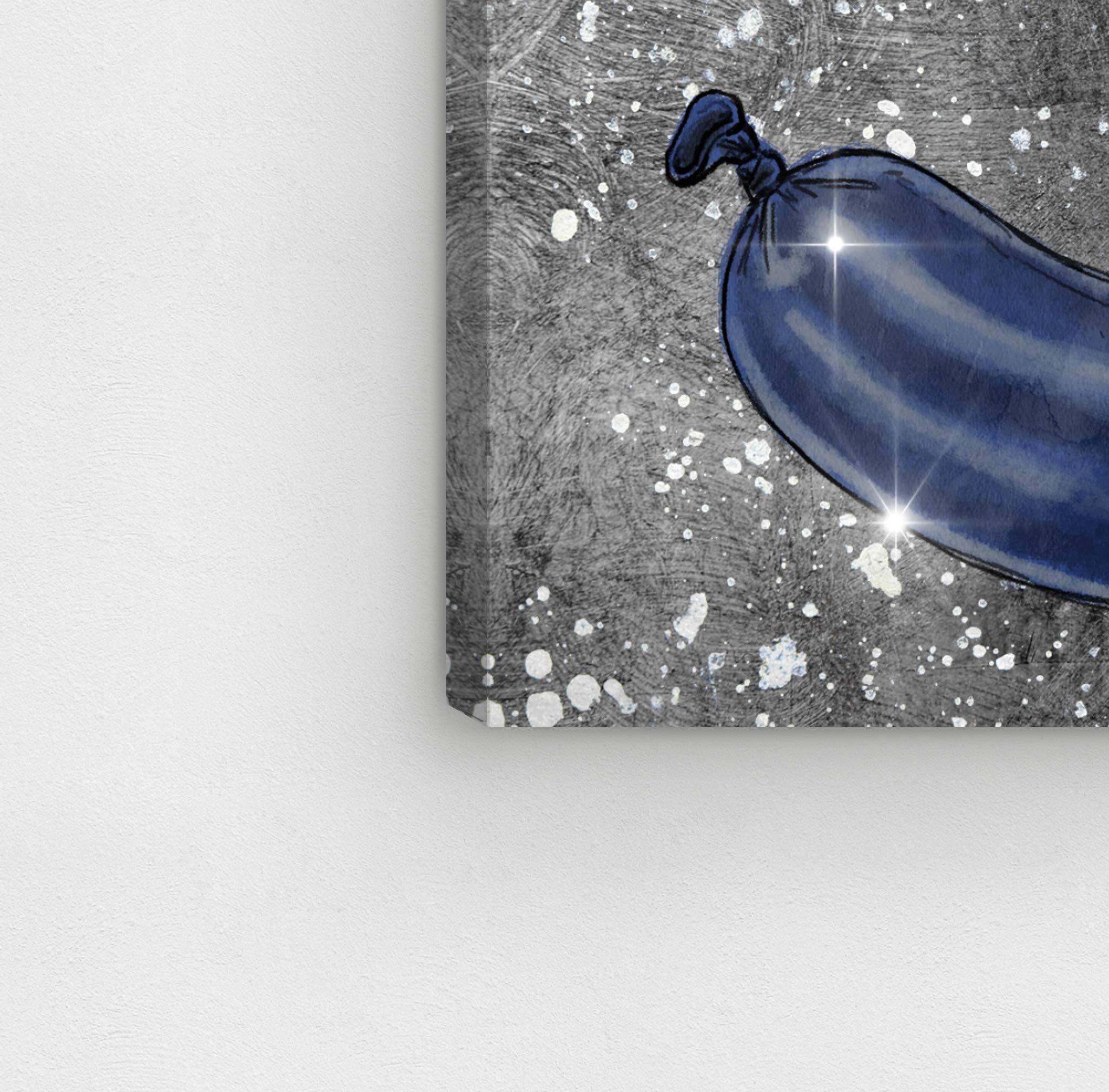 Navy Balloons and Silver Stars Wall Art Canvas Print - 36