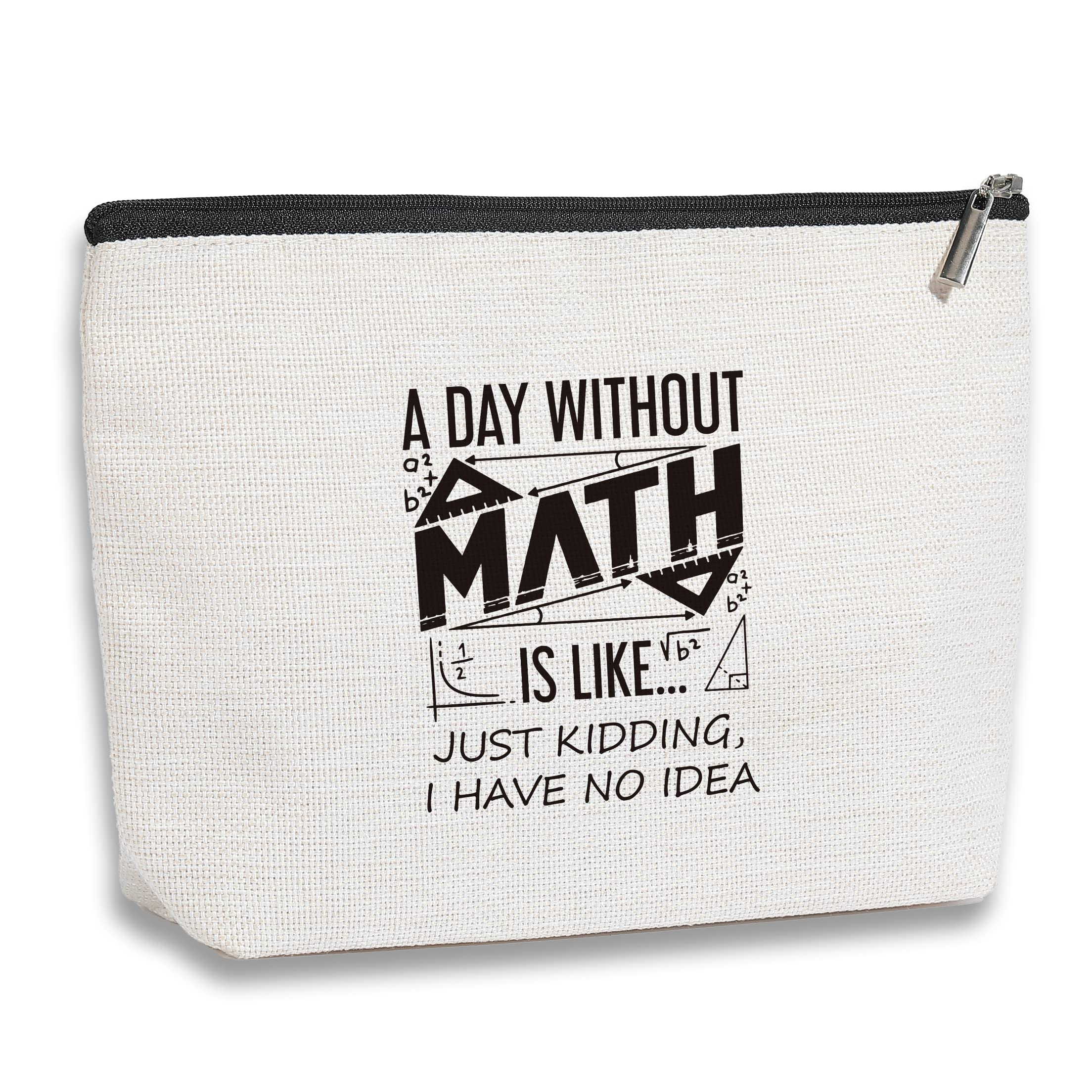 Funny Math Teacher Gift - Beige Makeup Organizer Pouch with Zipper for Women, Math Lovers & Geeks | Perfect Teacher Appreciation Gift, Toiletry Bag & Daily Use Cosmetic Case | Great for School, Work & Travel