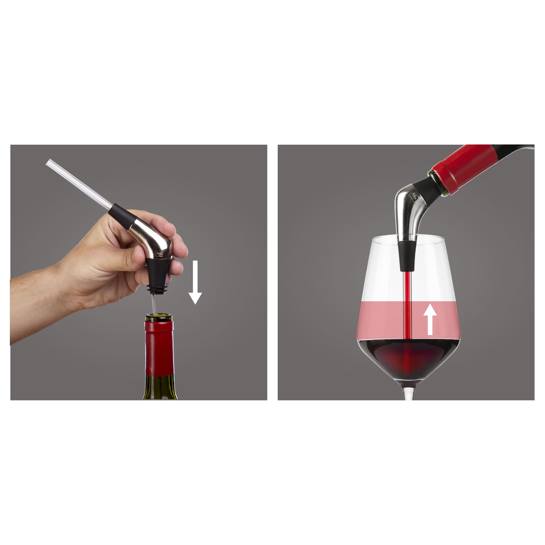 Premium Stainless Steel Slow Wine Pourer by Vacu Vin – Perfect for Red, White & Sparkling Wines – Ideal for Home Bars, Restaurants & Wine Tastings
