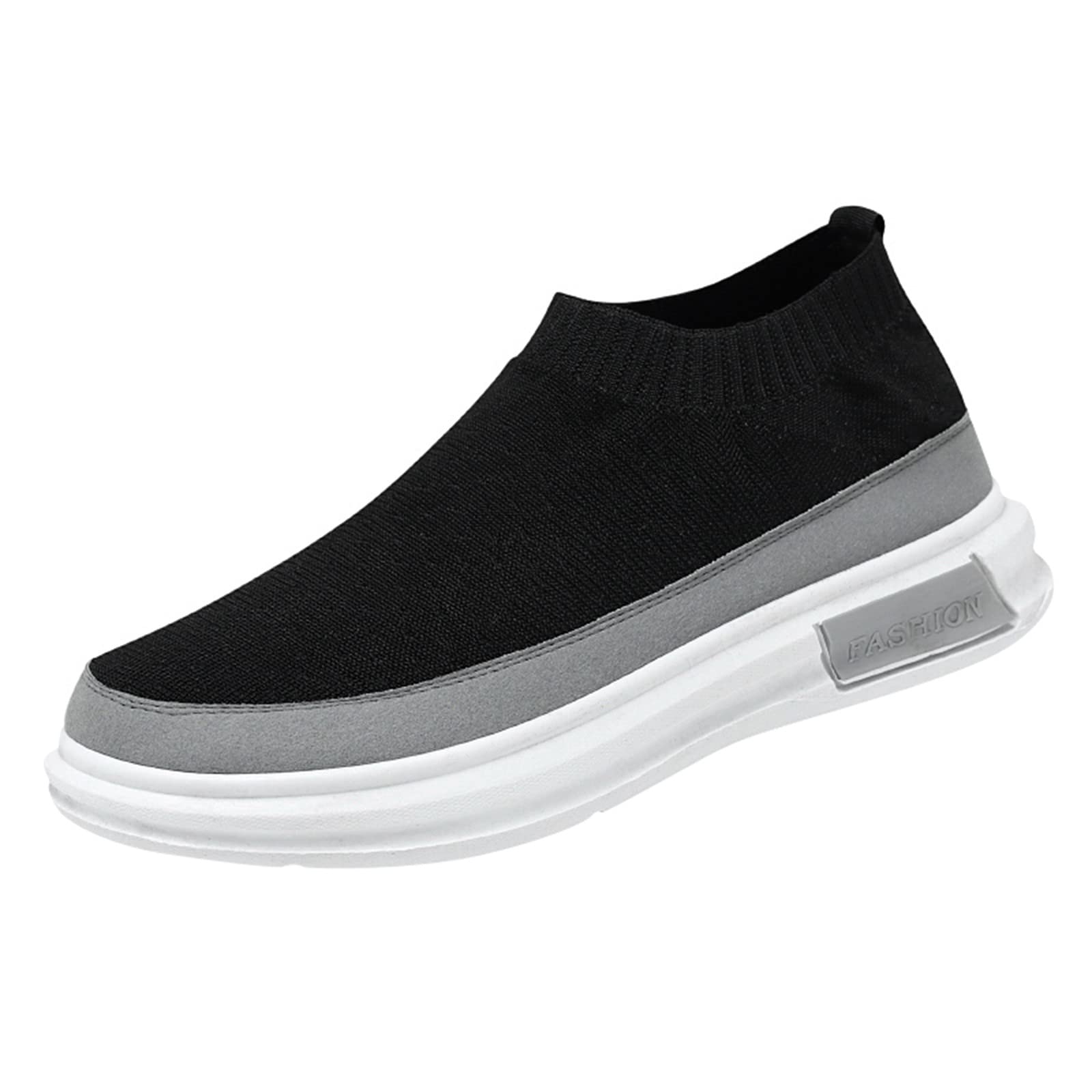Men's Slip-On Casual Shoes - Wide Fit, Thick Sole, Breathable & Non-Slip Cloth Shoes - Size 8 - Perfect for Walking, Travel & Everyday Comfort