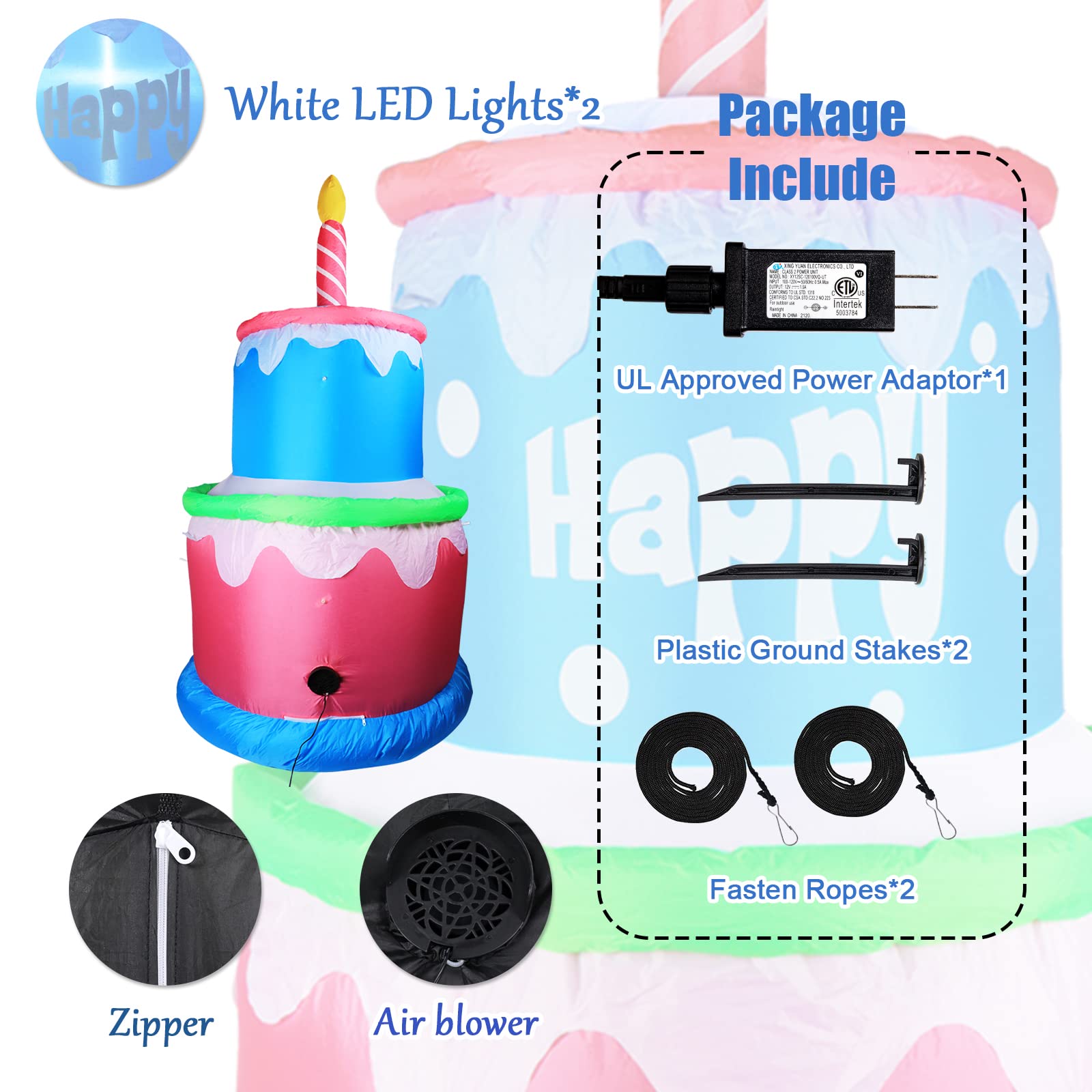 6FT Inflatable Birthday Cake with Candles - Large Blow Up Outdoor Decorations for Home, Garden, Party & Celebration - Perfect for Birthdays, Anniversaries, and Holiday Events
