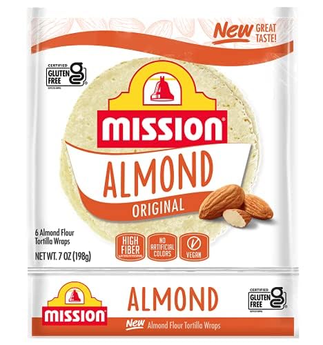 Mission Gluten Free Almond Flour Soft Taco Tortillas - High Fiber, Keto Friendly, 6 Count (2 Packs) - Perfect for Low Carb Diets, Tacos, Wraps & Meal Prep