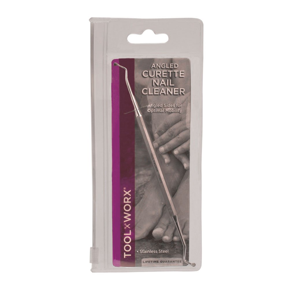 Tool Worx 2-in-1 Angled Tip Nail Cleaner - 6 Inch Stainless Steel Cuticle Pusher & Nail Scraper for Professional Manicures & Pedicures at Home or Salon