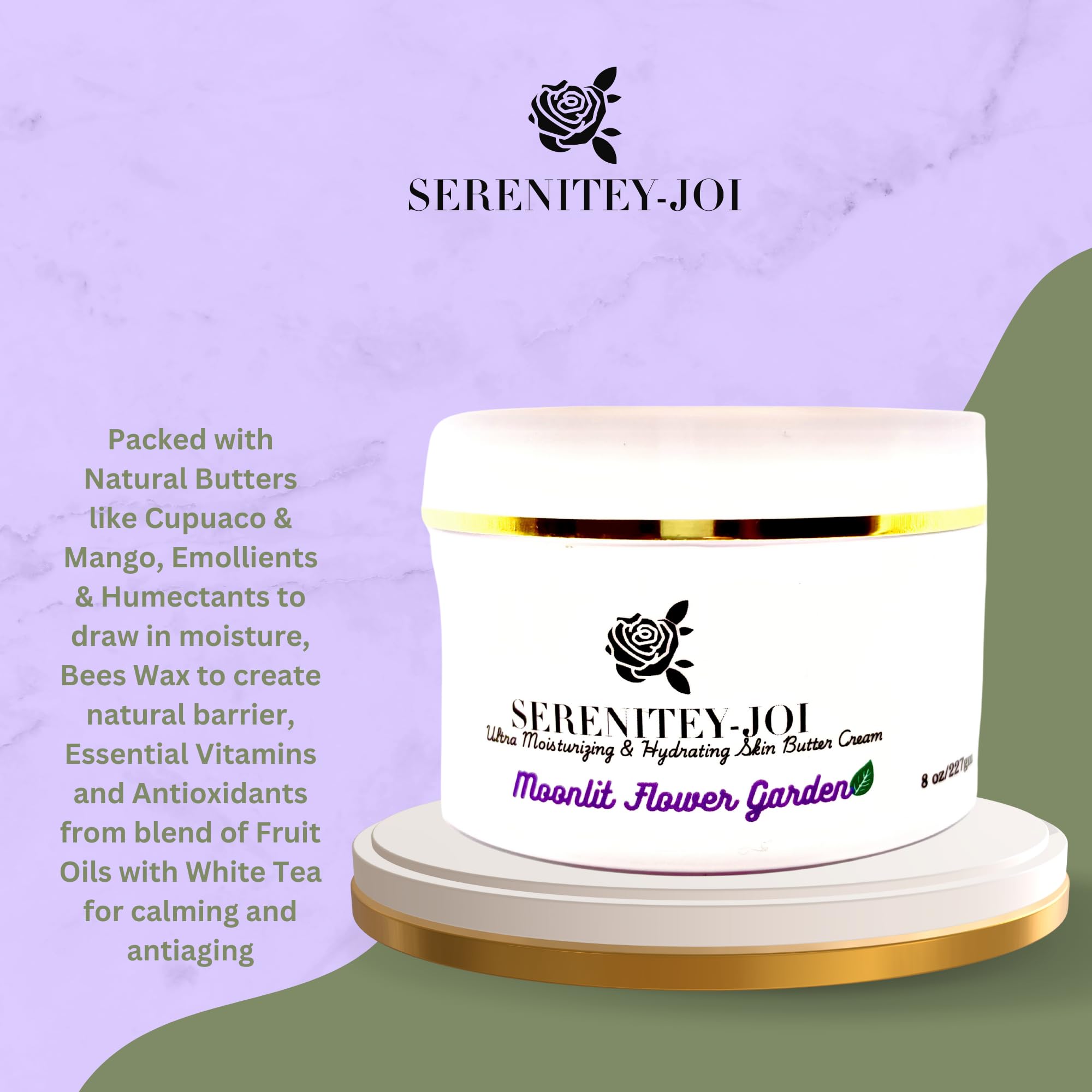 Moisturizing Body Butter Cream with Rose Water, Mango & Cupuacu Butters - Hyaluronic Acid, Squalane & White Tea Extract - 8 oz Deep Hydration for Dry Skin - Perfect for Daily Use, After Shower & Nighttime Skincare Routine