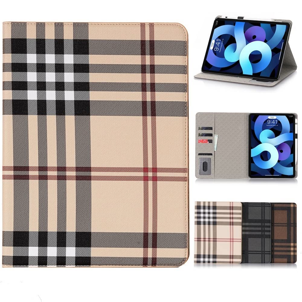 HuiFlying Slim Flip Stand Smart Wallet Case for iPad Pro 11 (2020 2nd Gen) - Grid Pattern Design with Auto Sleep/Wake & Credit Card Slots | Perfect for Work, Travel & Daily Protection (Yellow)