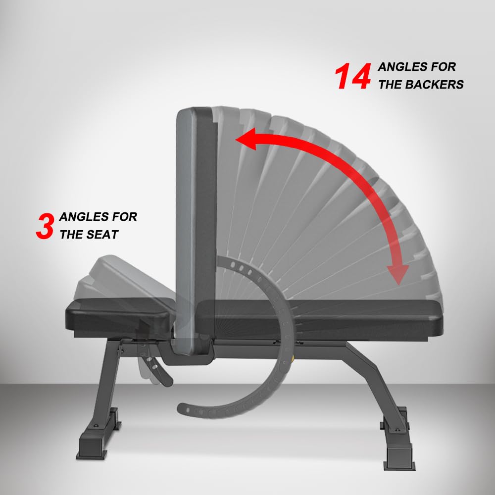 Adjustable Weight Bench for Home Gym - Professional Incline Flat Decline Workout Bench with Sit Up Function, Dumbbell Stool - Perfect for Strength Training, Bodybuilding & Home Fitness