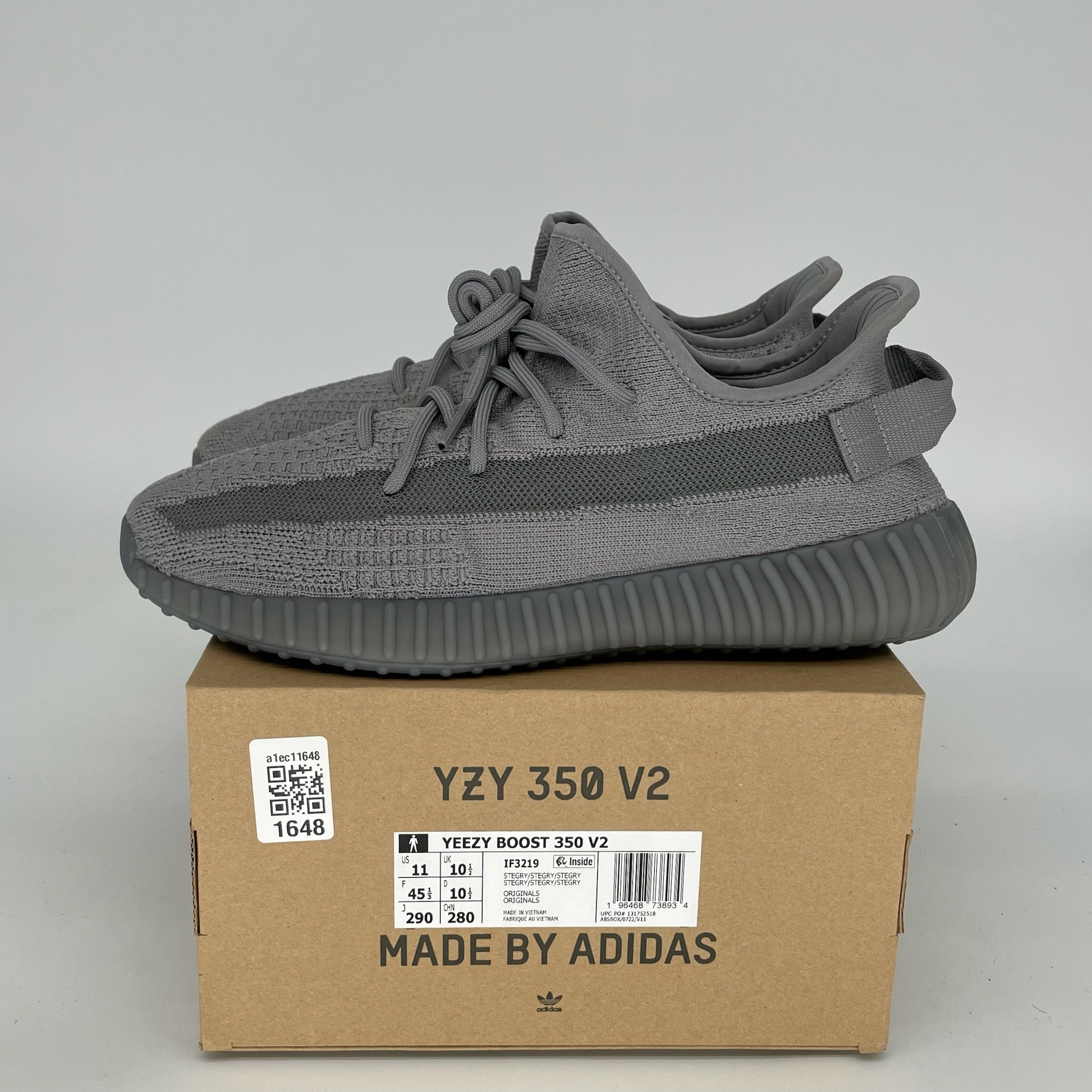 Adidas Yeezy Boost 350 V2 Steel Grey Men's Running Shoes Size 11 - IF3219 | Comfortable Sneakers for Casual Wear, Gym & Street Fashion