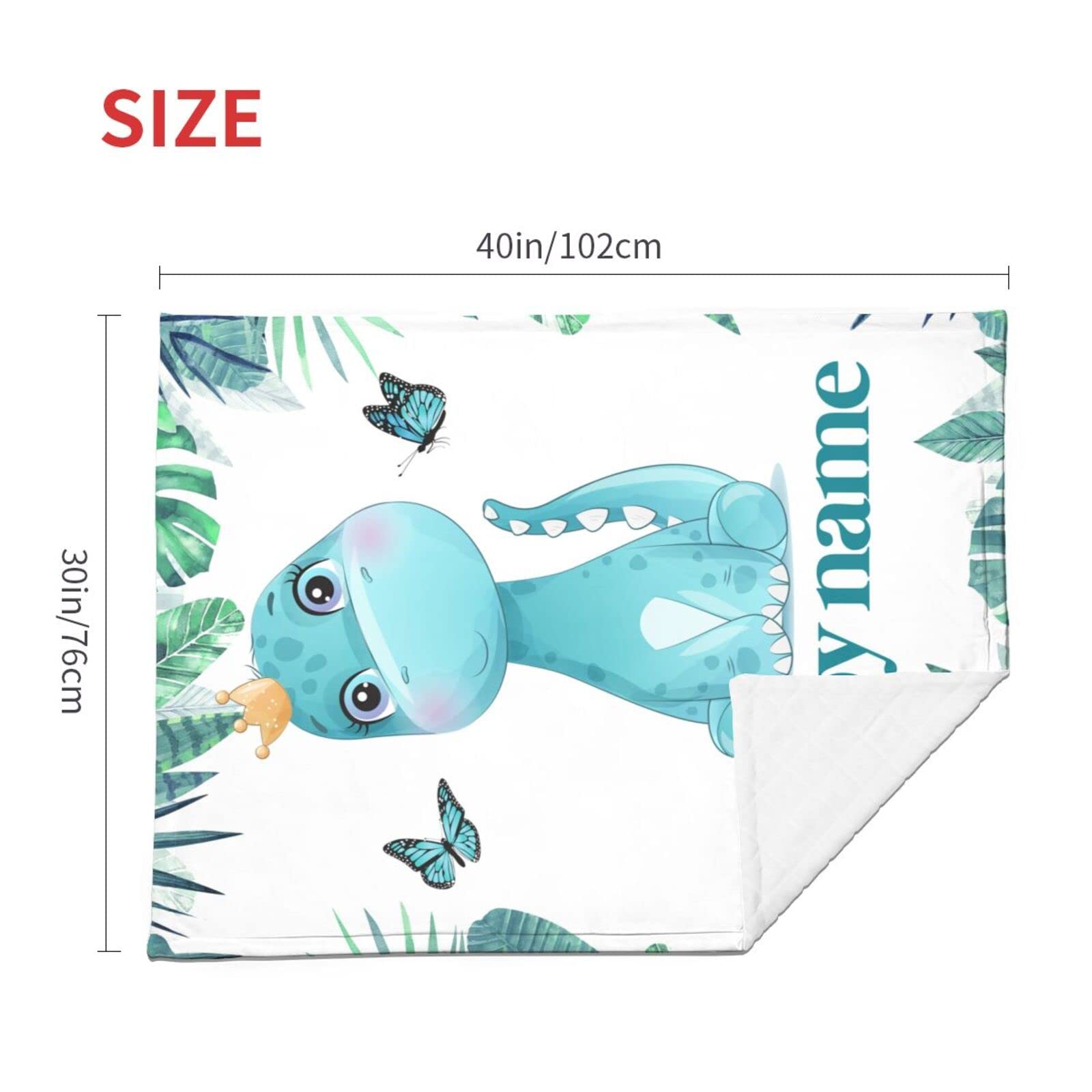 Personalized Baby Dinosaur Floral Blanket - Custom Name Receiving Swaddle Blanket for Boys | Soft Nursery Blanket for Newborn Gifts, Baby Showers & Security Comfort