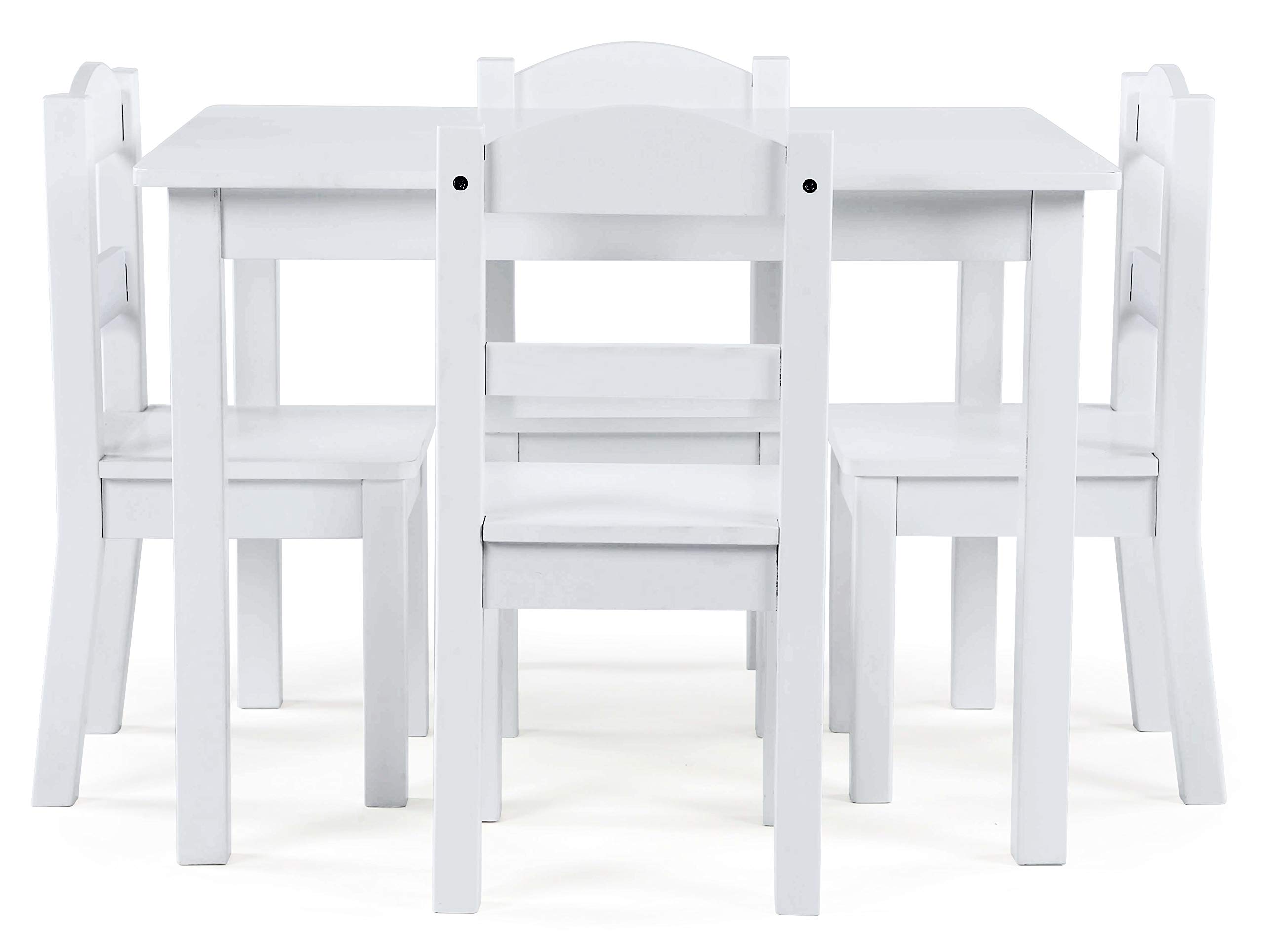 Humble Crew White Wooden Kids Table and 4 Chairs Set - Durable Toddler Activity Table for Arts, Crafts & Snack Time - Perfect for Playrooms, Preschools & Daycare Centers