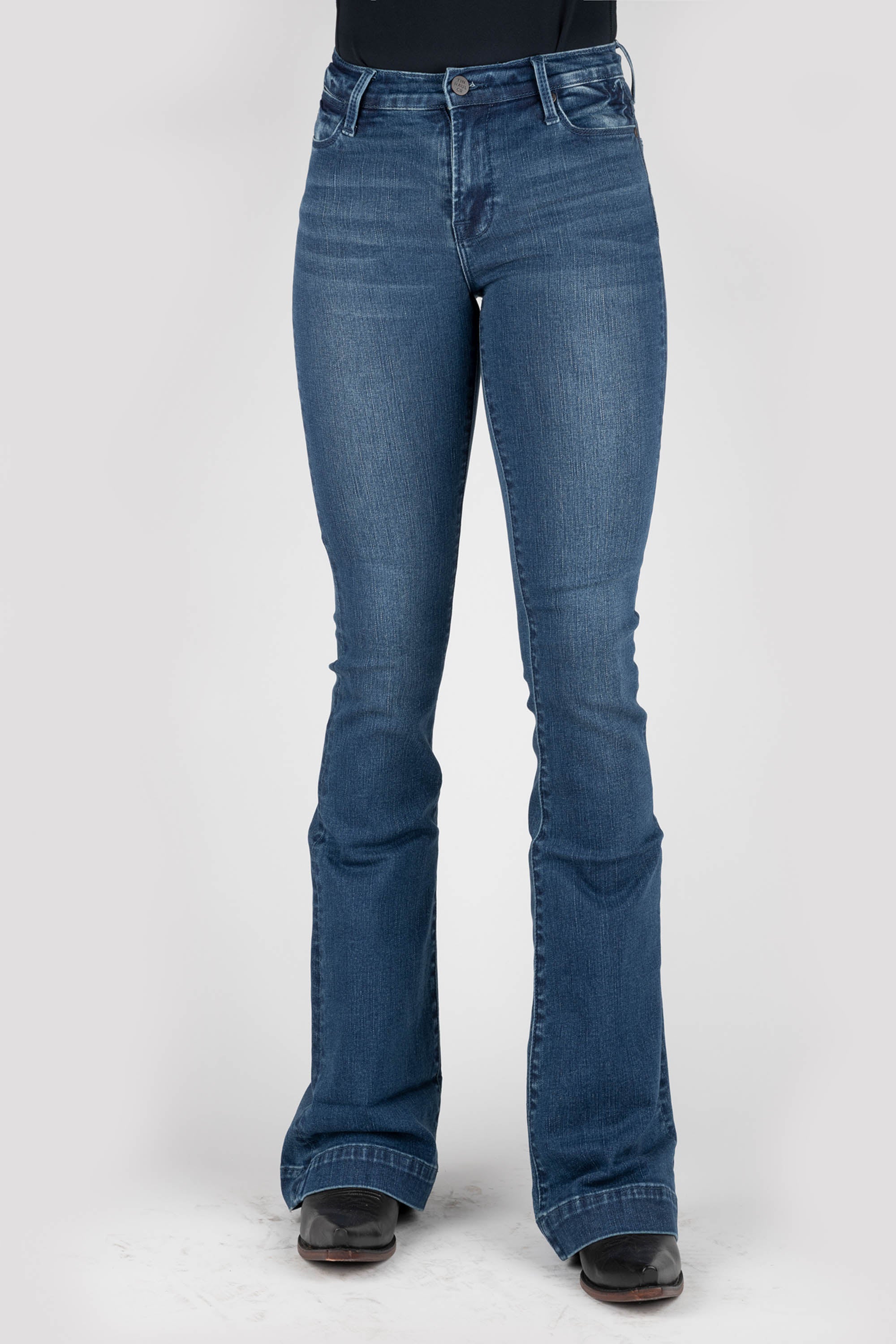 Women's High-Waisted Skinny Jeans with Embroidered Logo Above Back Pocket - Stretch Denim Pants for Casual Wear & Everyday Outfits