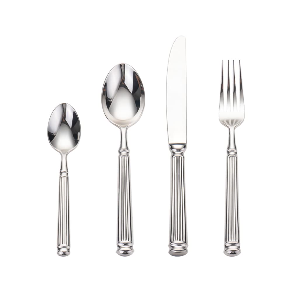 48-Piece Stainless Steel Flatware Set for 12 - Roman Column Handle Design, Mirror Polished Cutlery Set with Dinner Knives, Forks & Spoons | Modern Tableware for Restaurants, Weddings & Dinner Parties | Dishwasher Safe