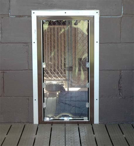 Custom 4-Sided Outdoor Dog Kennel Door - Durable Weatherproof Pet Door for Backyard, Patio & Garage Use