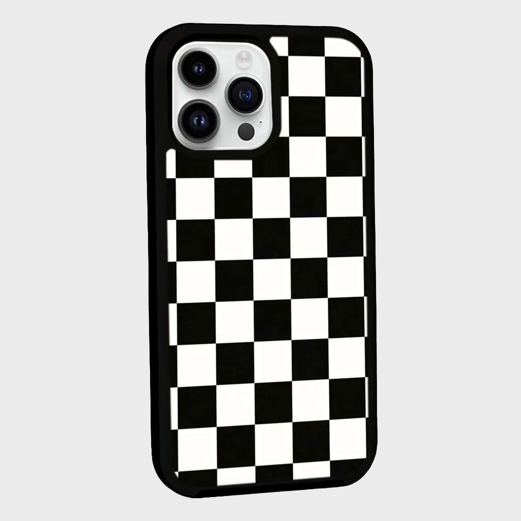MagSafe iPhone 14 Pro Case - Black Checkerboard Design | Slim Protective Cover with Strong Magnets | Perfect for Work, Travel & Everyday Use
