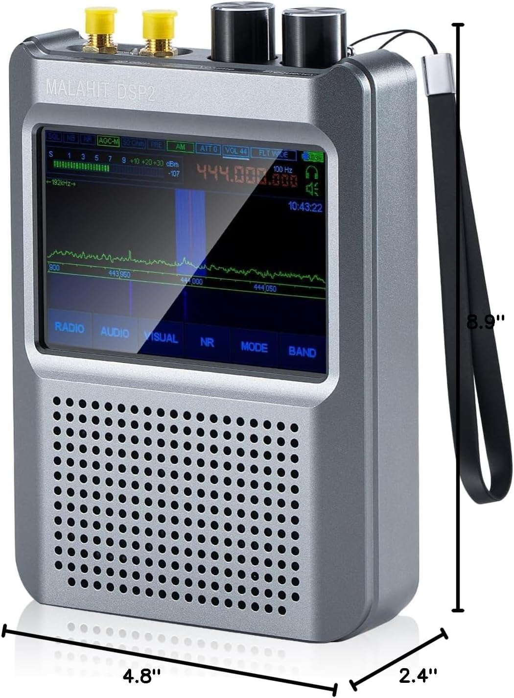 Malachite DSP2 SDR Radio Receiver - Latest Version 2.4, Full Band Coverage 10 kHz-2 GHz (AM/SSB/DSB/CW/NFM/WFM), Built-in 5000mAh Battery & Amplifier - Ideal for Ham Radio, Shortwave Listening, and Emergency Communication