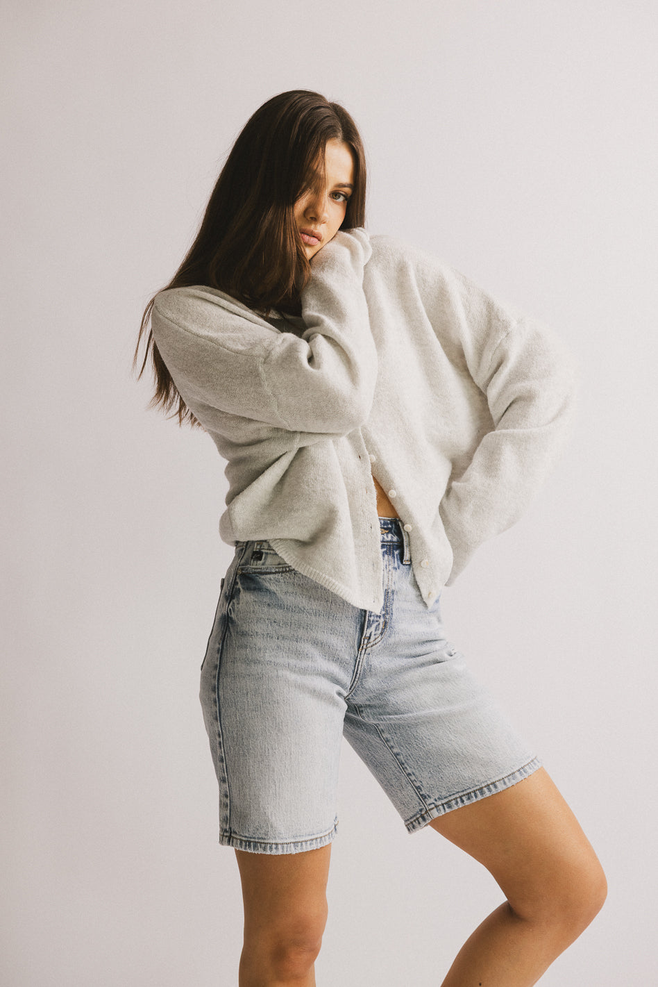 Grey Maci Cardigan for Women - Soft Knit Sweater Wrap, Lightweight & Cozy, Perfect for Fall & Winter Layering, Office Wear & Casual Outfits