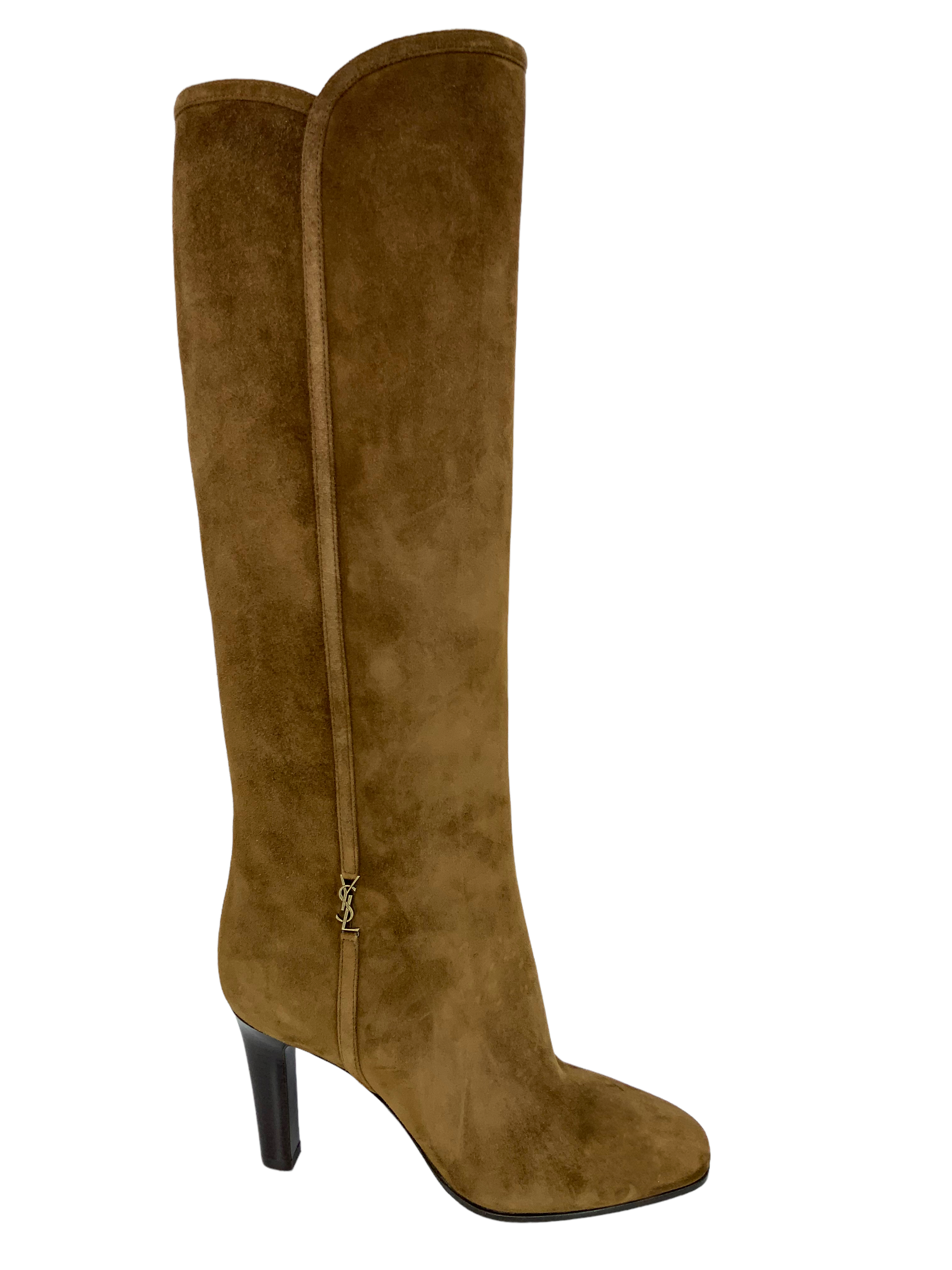 SAINT LAURENT Jane 90 Suede Knee High Boots Women's Size 7.5 - Brand New Luxury Boots for Fall Winter Fashion, Date Night & Office Wear
