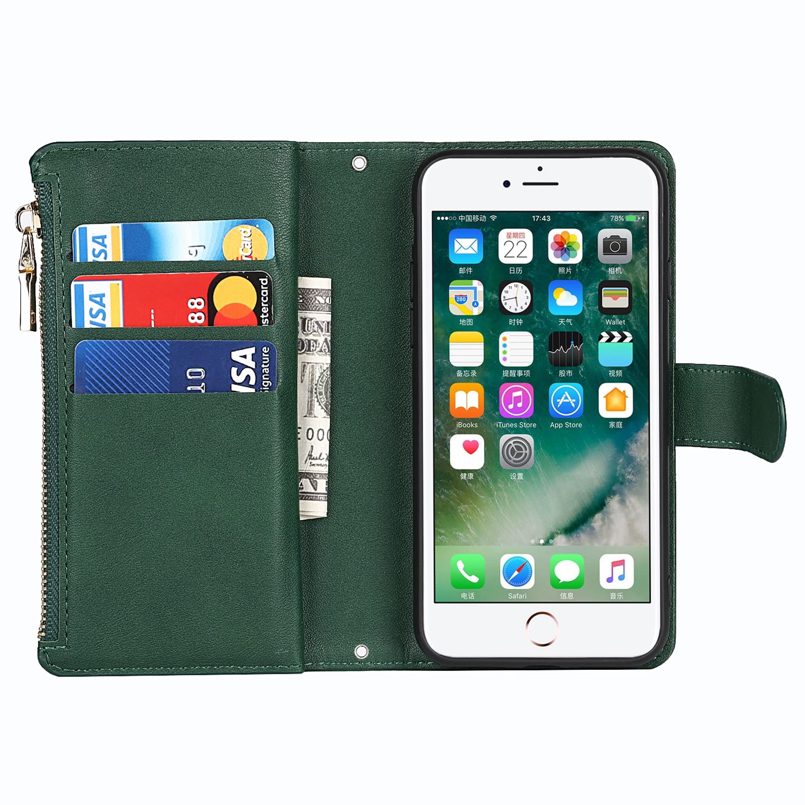 Jaorty Premium PU Leather Wallet Case for iPhone SE 2022/SE 2020/8/7 - 4.7